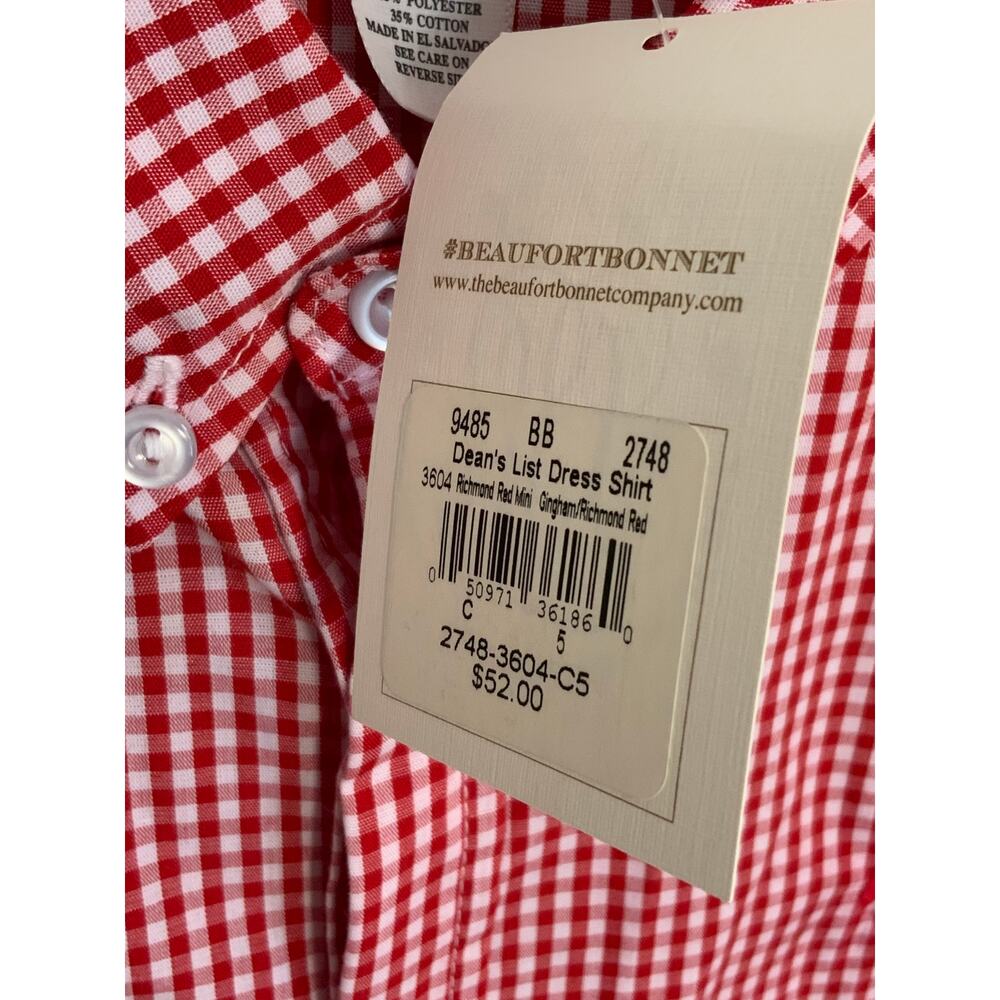 The Beaufort Bonnet Company Dean's List Dress Shirt Red Gingham size 5 - Picture 3 of 4
